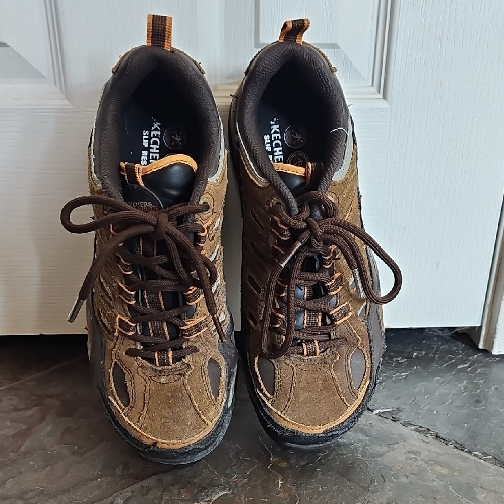 Skechers Men’s Brown and Dark Brown Suede Athletic Lace-Up Shoes